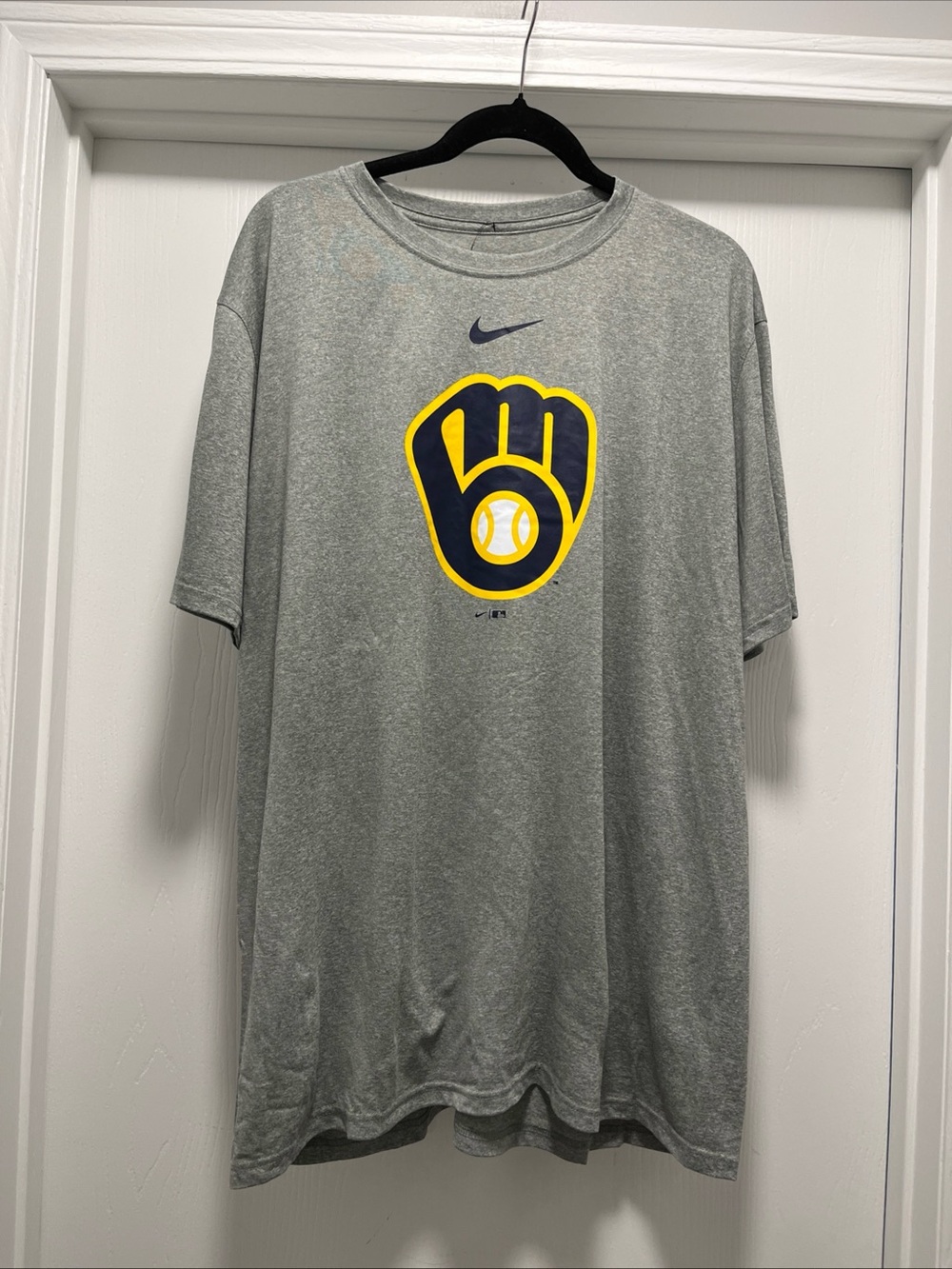 NEW Nike Tee XXL Milwaukee Brewers T-Shirt Gray MLB Baseball MLB Men's